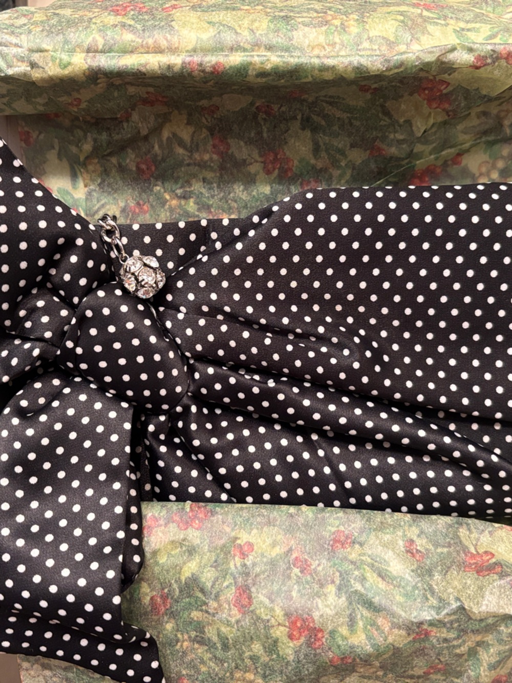 Steve Madden Black and White Polka Dot Clutch with Bow